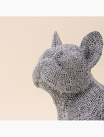 Bouledogue en résine argentée 20cm