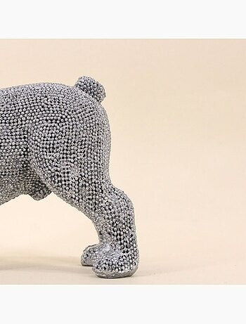 Bouledogue en résine argentée 20cm