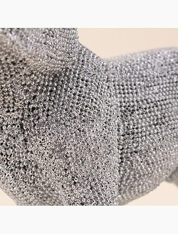 Bouledogue en résine argentée 20cm