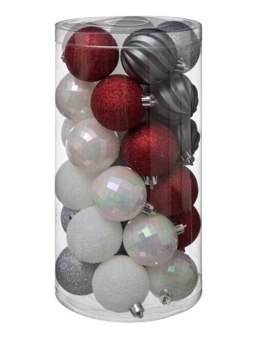 Boules de Noël 60 mm X30 rouge, gris et blanc - Kiabi