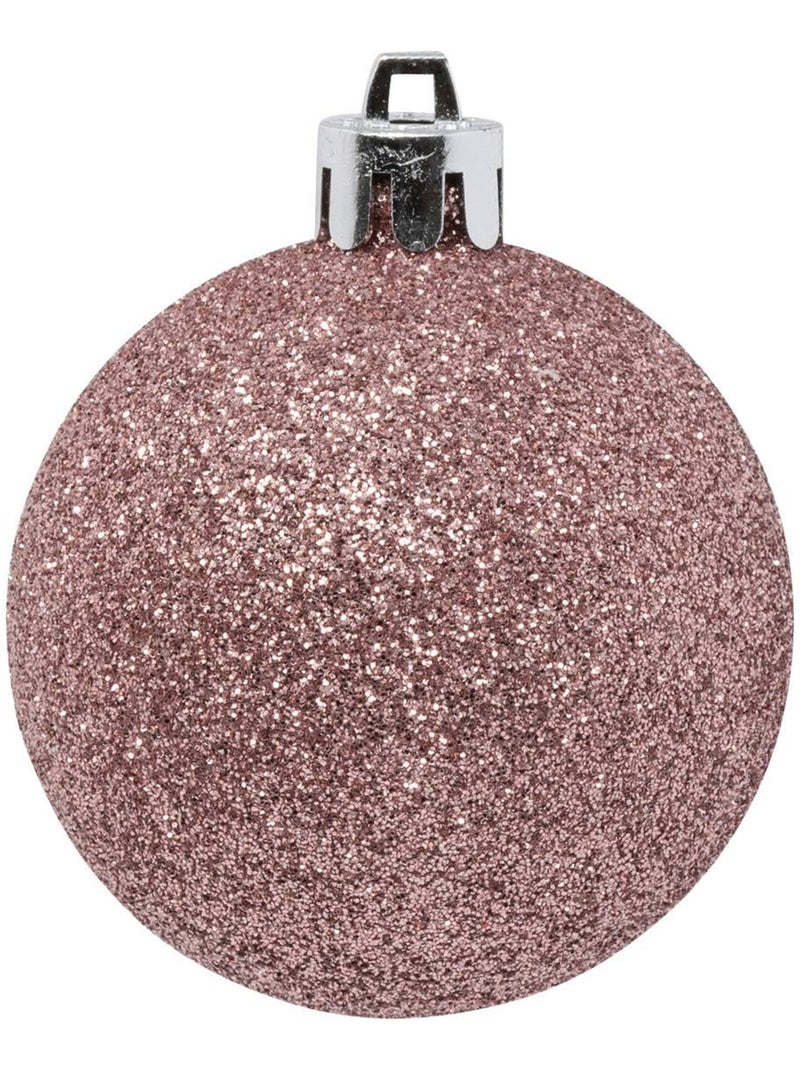 Boules de noël "bois de rose" lot de 12 en plastique d6cm Rose foncé - Kiabi