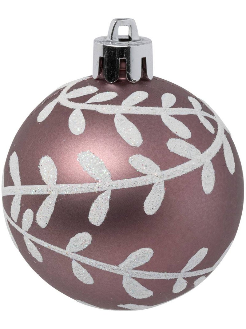 Boules de noël "bois de rose" lot de 12 en plastique d6cm Rose foncé - Kiabi