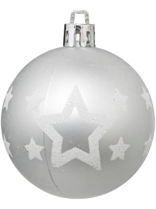 Boules de noël "colorama de noël" lot de 25 en plastique d6cm argent blanc - Kiabi Boules de noël "colorama de noël" lot de 25 en plastique d6cm argent blanc - Kiabi