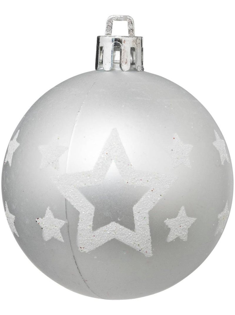 Boules de noël "colorama de noël" lot de 25 en plastique d6cm argent blanc Argent - Kiabi