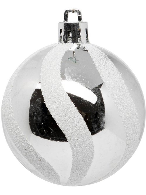 Boules de noël "colorama de noël" lot de 25 en plastique d6cm argent blanc - Kiabi Boules de noël "colorama de noël" lot de 25 en plastique d6cm argent blanc - Kiabi