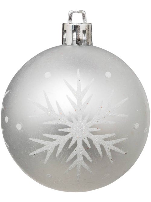 Boules de noël "colorama de noël" lot de 25 en plastique d6cm argent blanc - Kiabi Boules de noël "colorama de noël" lot de 25 en plastique d6cm argent blanc - Kiabi
