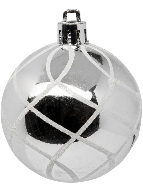 Boules de noël "colorama de noël" lot de 25 en plastique d6cm argent blanc - Kiabi Boules de noël "colorama de noël" lot de 25 en plastique d6cm argent blanc - Kiabi
