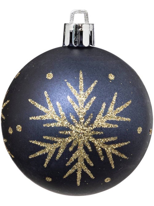 Boules de noël "colorama de noël" lot de 25 en plastique recyclé d6cm bleu doré - Kiabi