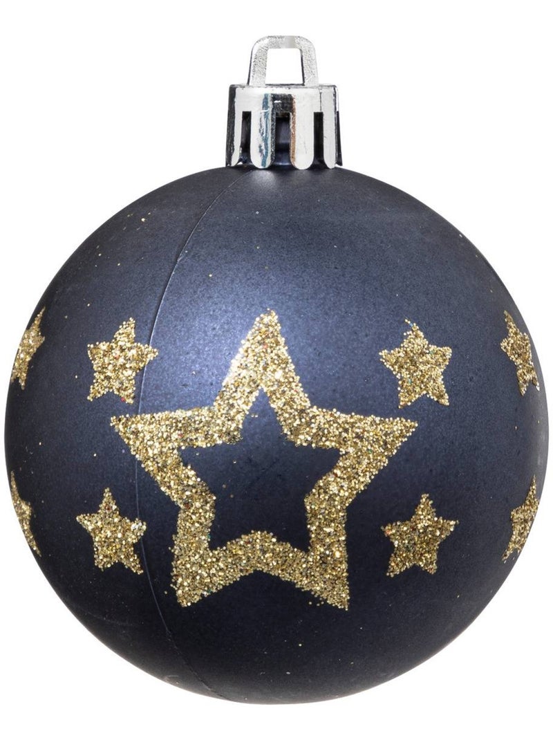 Boules de noël "colorama de noël" lot de 25 en plastique recyclé d6cm bleu doré Bleu - Kiabi