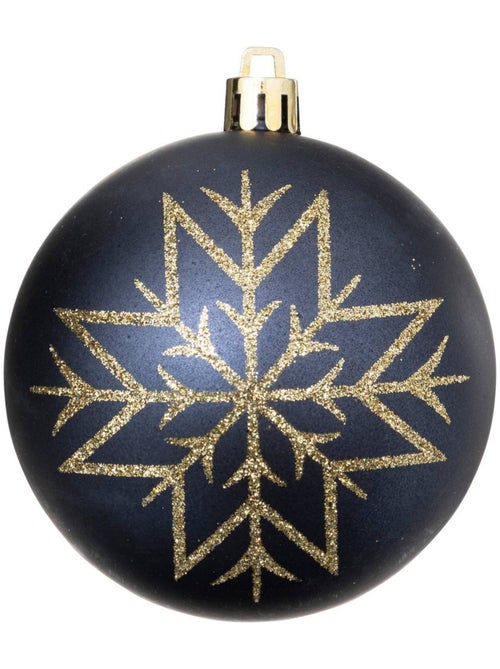 Boules de noël "colorama de noël" lot de 8 en plastique recyclé d8cm bleu doré - Kiabi