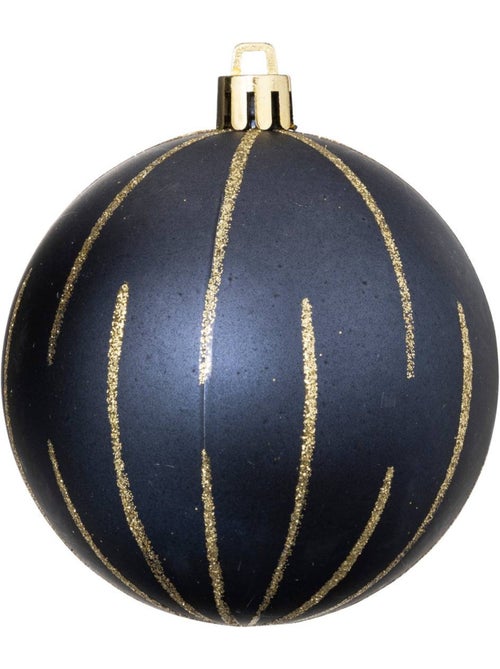Boules de noël "colorama de noël" lot de 8 en plastique recyclé d8cm bleu doré - Kiabi