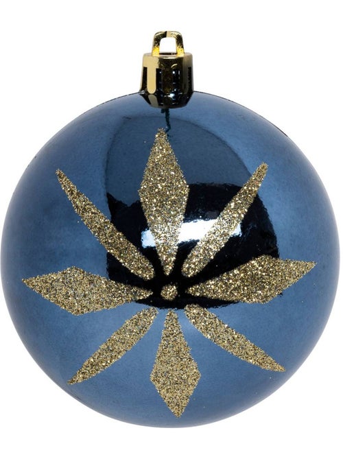 Boules de noël "colorama de noël" lot de 8 en plastique recyclé d8cm bleu doré - Kiabi