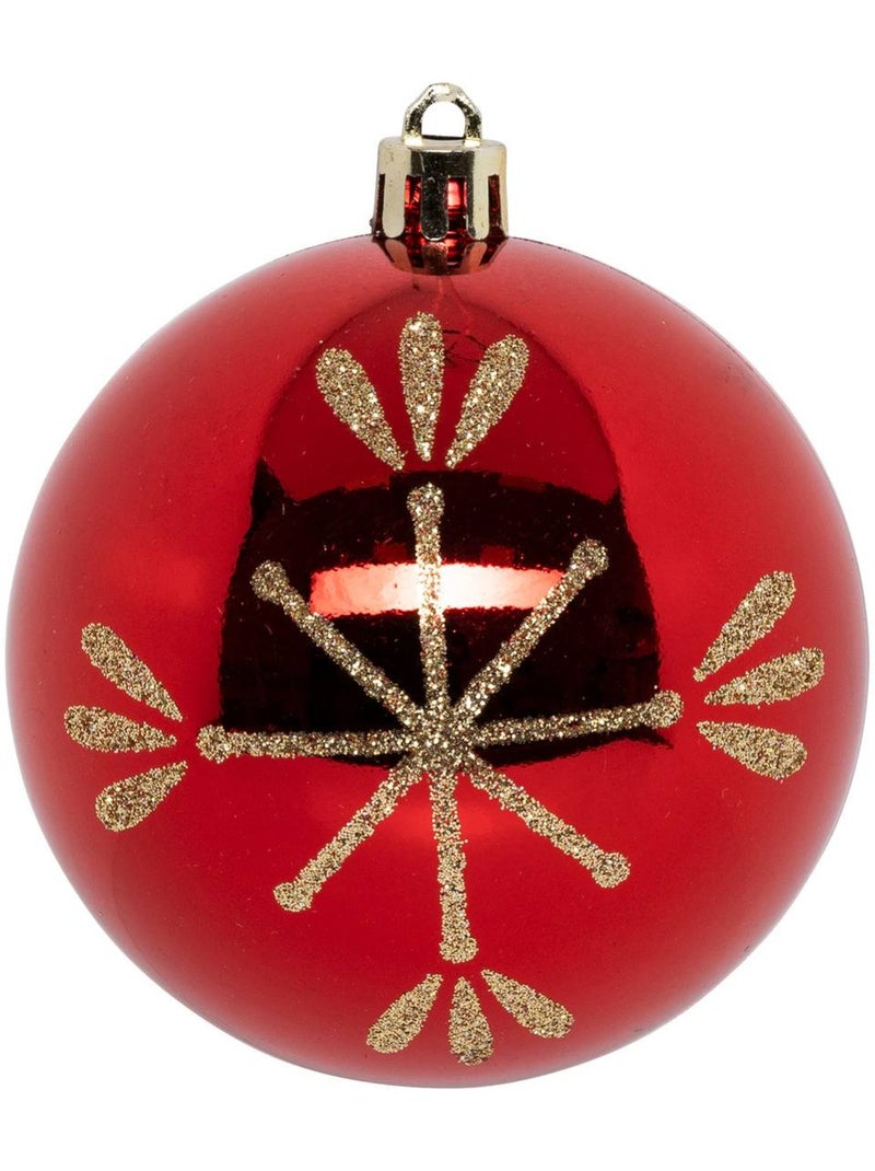 Boules de noël "colorama de noël" lot de 8 en plastique recyclé d8cm rouge doré Rouge - Kiabi