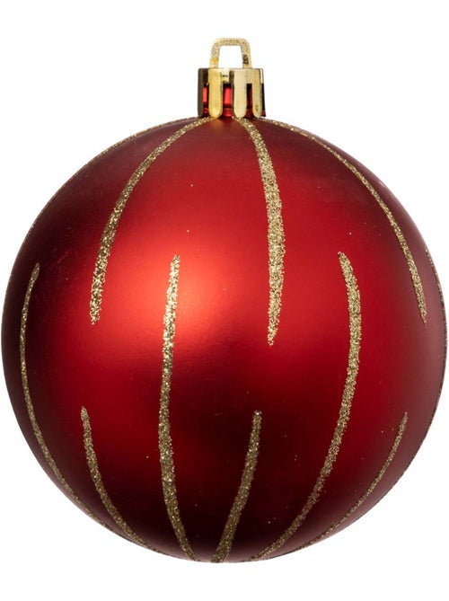 Boules de noël "colorama de noël" lot de 8 en plastique recyclé d8cm rouge doré - Kiabi