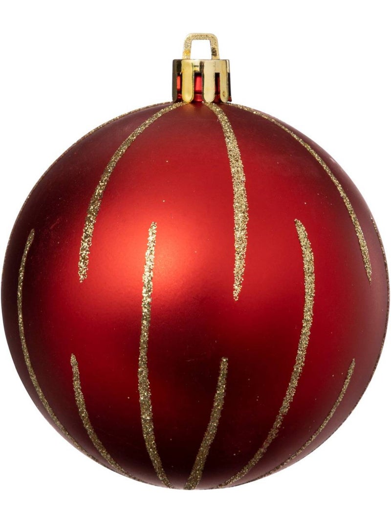Boules de noël "colorama de noël" lot de 8 en plastique recyclé d8cm rouge doré Rouge - Kiabi
