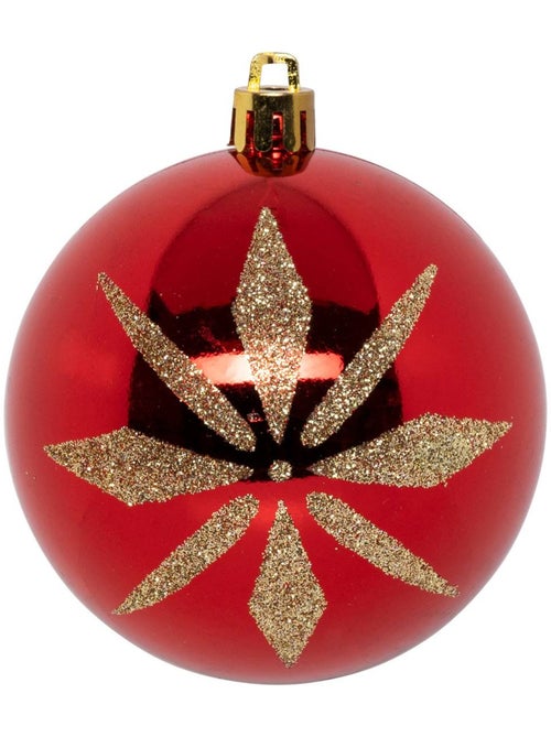 Boules de noël "colorama de noël" lot de 8 en plastique recyclé d8cm rouge doré - Kiabi