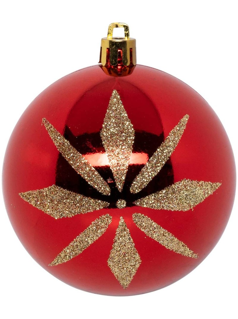 Boules de noël "colorama de noël" lot de 8 en plastique recyclé d8cm rouge doré Rouge - Kiabi