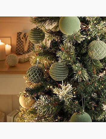 Boule de noël pailletté rouge x9 80mm