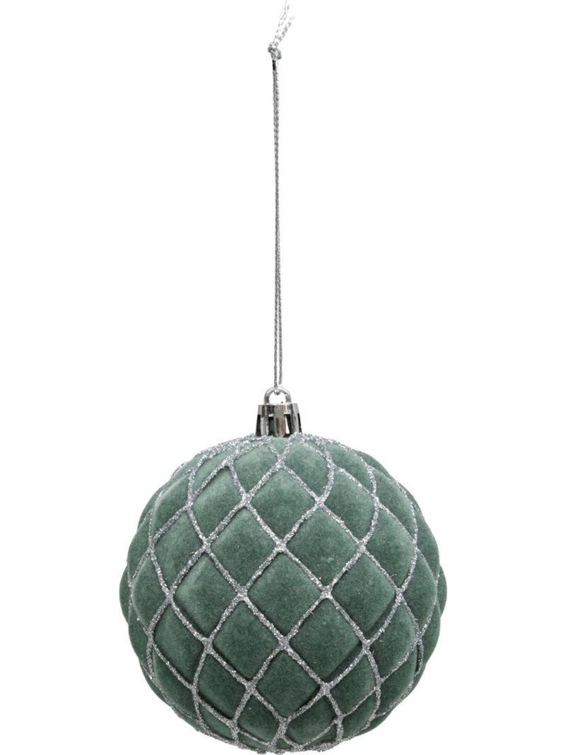 Boules de noël pailletées en verre Vert - Kiabi