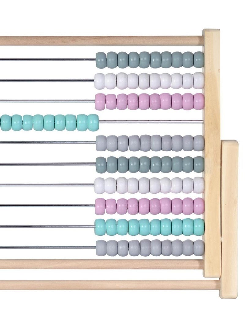 Boulier abaque avec 100 boules colorées en bois Rose pâle - Kiabi