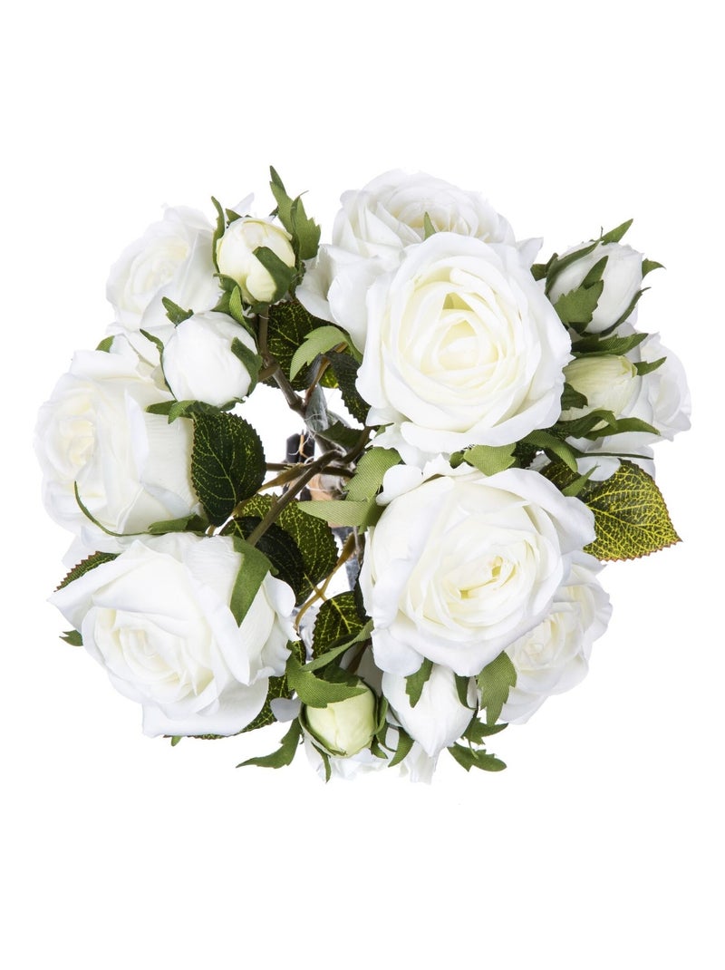 Bouquet artificiel de 14 Roses - H. 40 cm Blanc - Kiabi