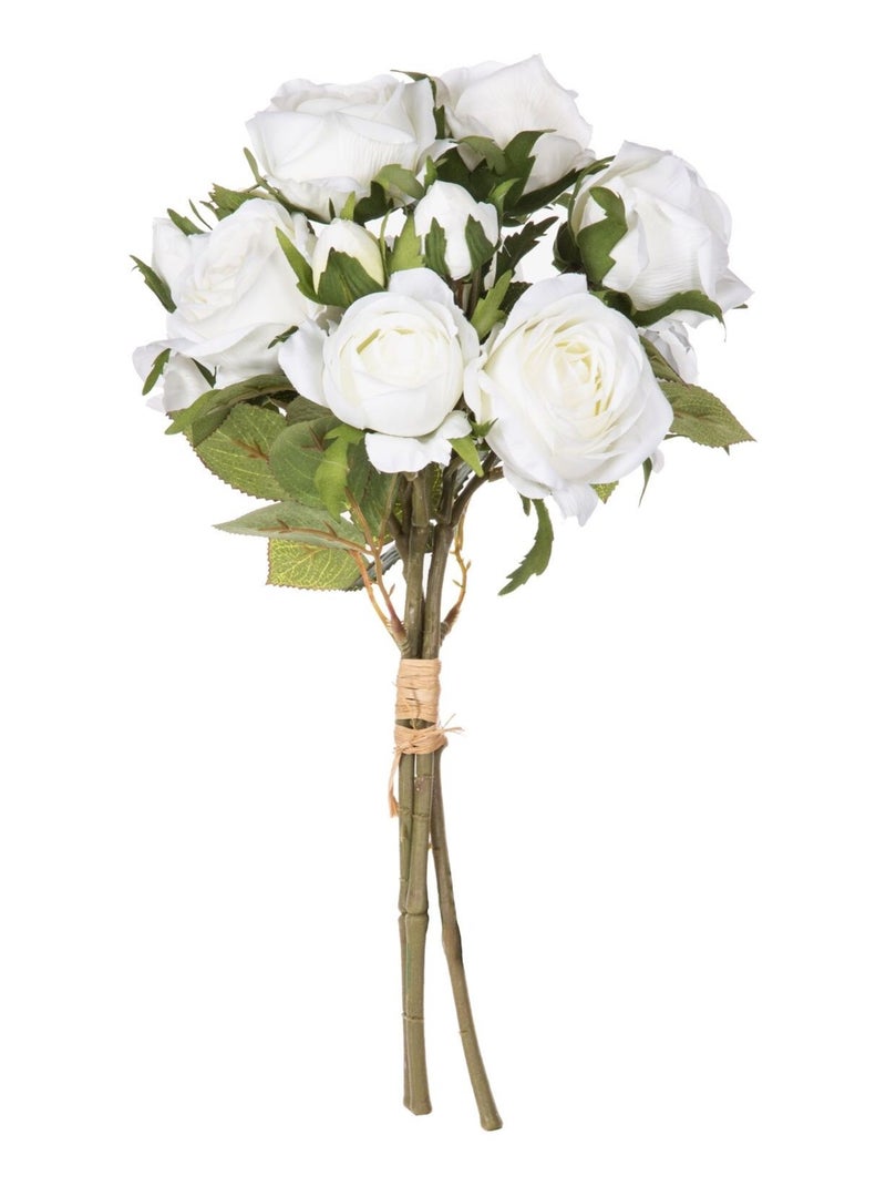 Bouquet artificiel de 14 Roses - H. 40 cm Blanc - Kiabi
