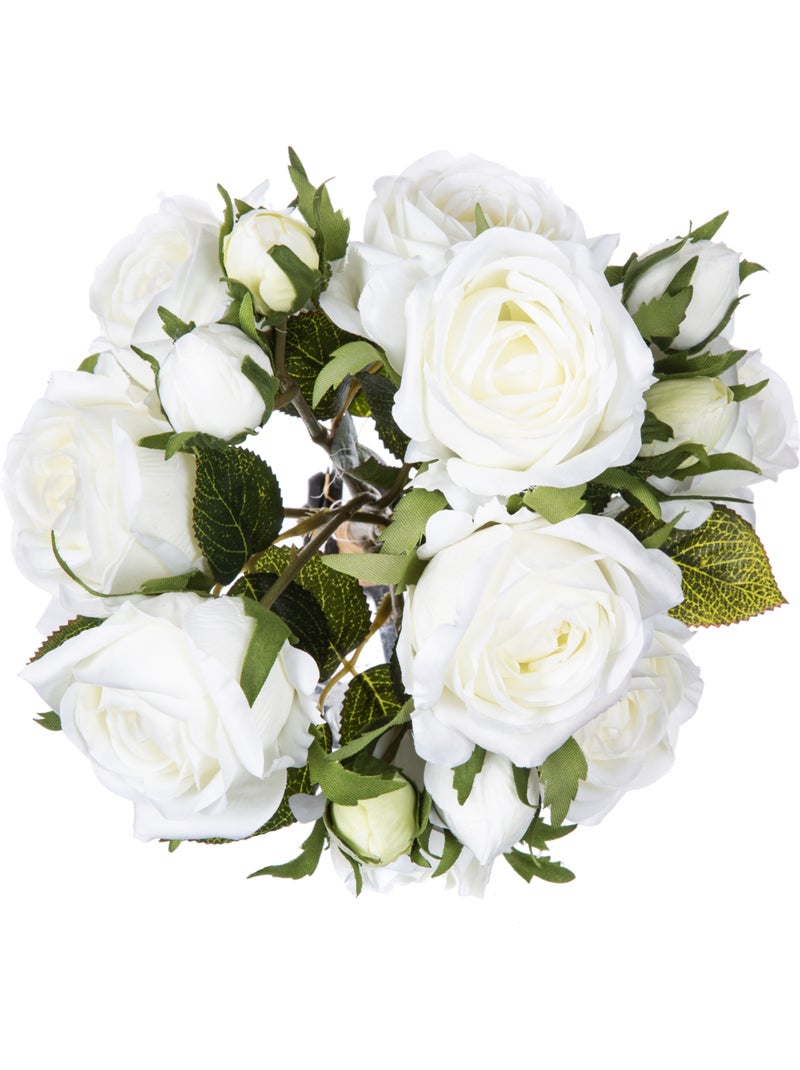 Bouquet de 14 roses artificielles Blanc - Kiabi