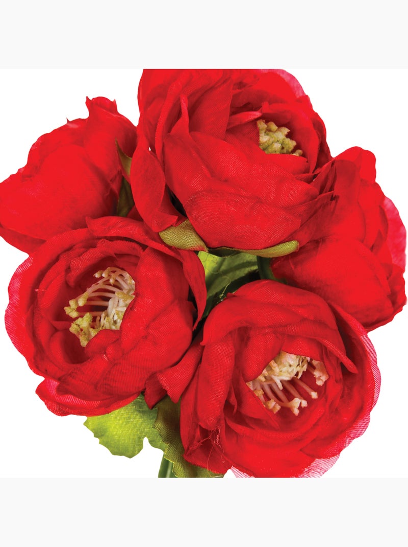 Bouquet de 6 renoncules artificielles Rouge - Kiabi