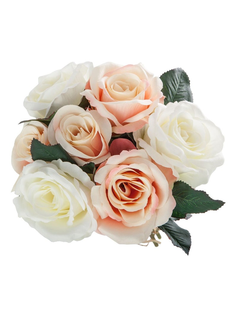 Bouquet de 7 Roses vieillies - H. 30 cm Blanc - Kiabi