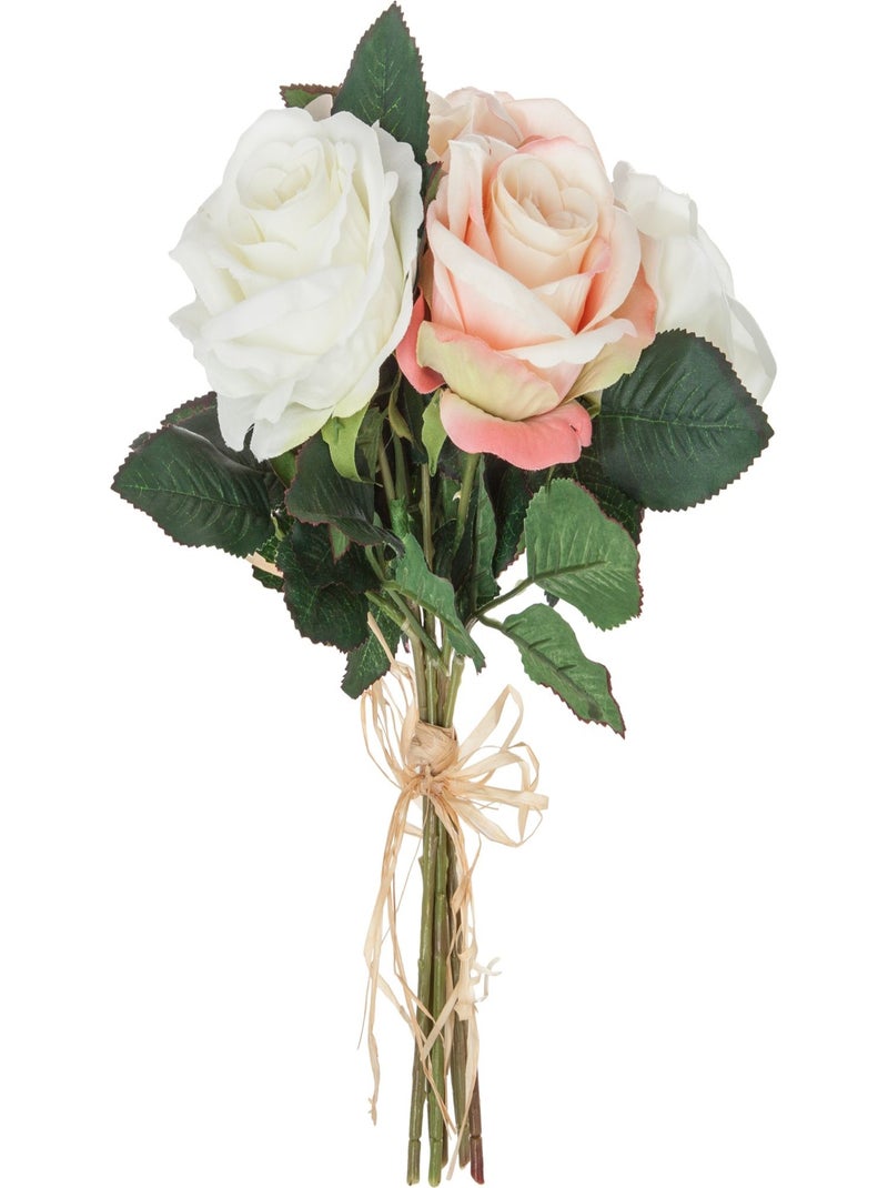Bouquet de 7 Roses vieillies - H. 30 cm Blanc - Kiabi