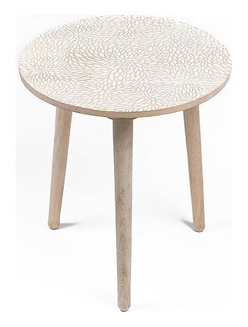 Bout de canapé imprimé motif devant bois MANGO WOOD