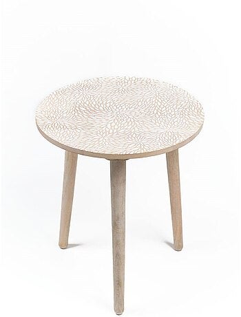 Bout de canapé imprimé motif devant bois MANGO WOOD