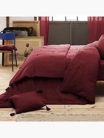 Bout de lit - Double gaze de coton - Finition pompon - Gaïa