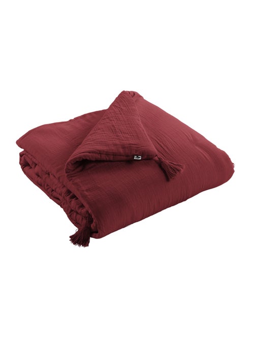Bout de lit - Double gaze de coton -  Finition pompon - Gaïa - Kiabi