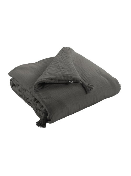 Bout de lit - Double gaze de coton -  Finition pompon - Gaïa - Kiabi