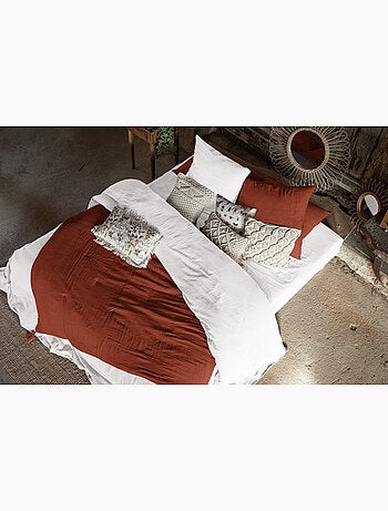 Bout de lit - Double gaze de coton - Finition pompon - Gaïa