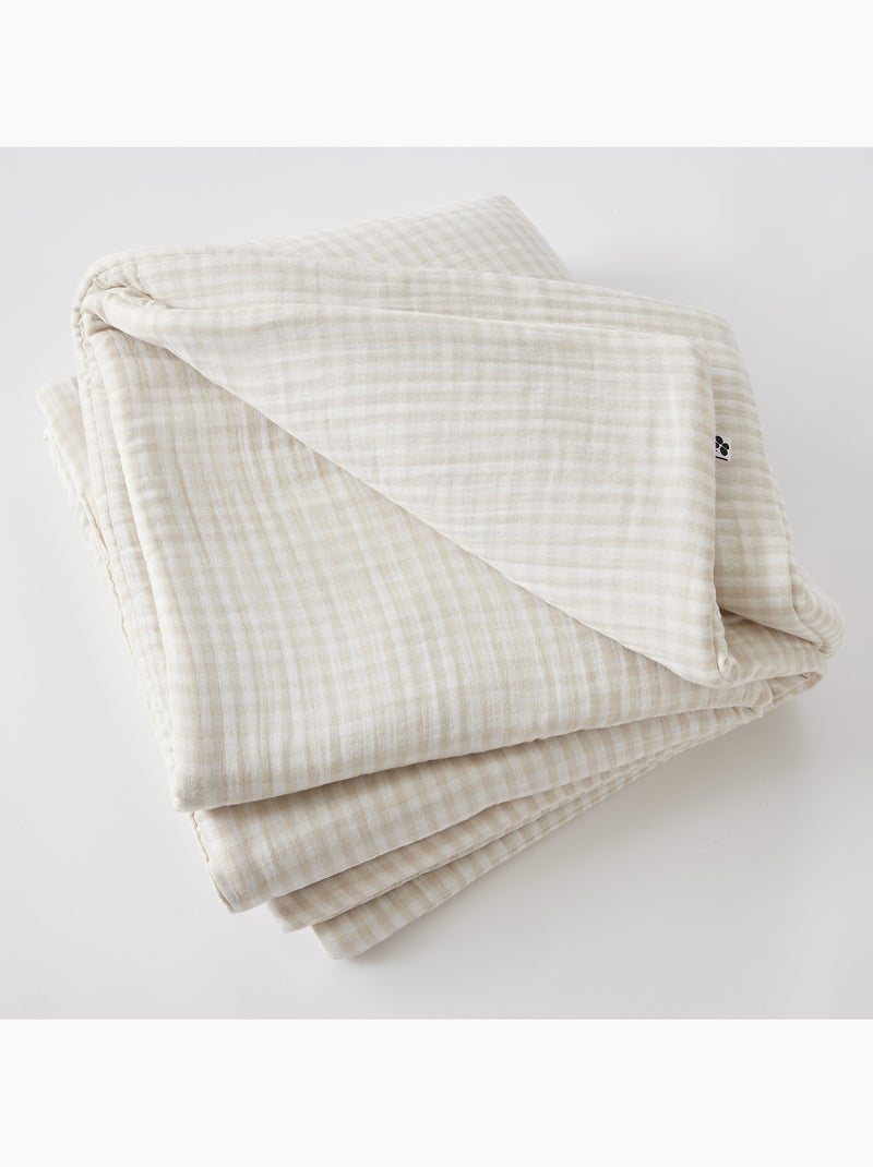 Bout de lit - Gaze de coton tissée - Carreaux Vichy - Vickie Beige naturel - Kiabi