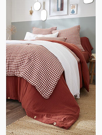 Bout de lit - Gaze de coton tissée - Carreaux Vichy - Vickie