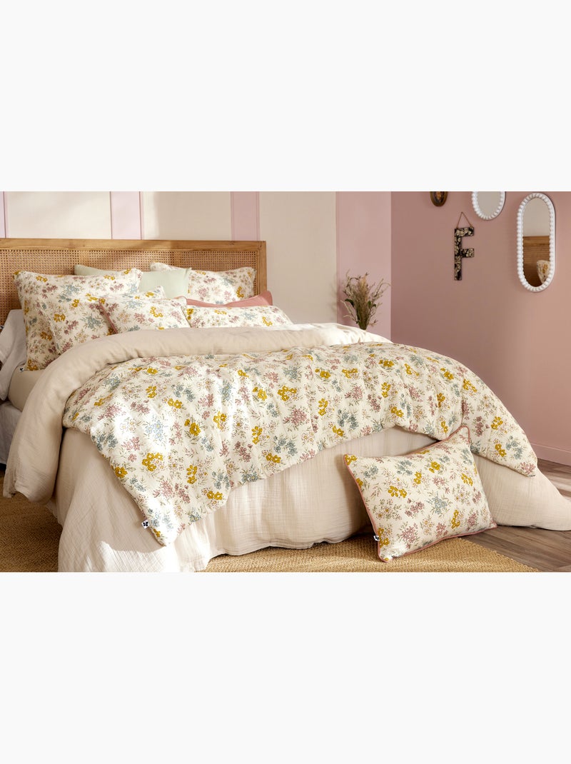 Bout de lit 90 x 200 cm en gaze de coton imprimée adèle Beige - Kiabi