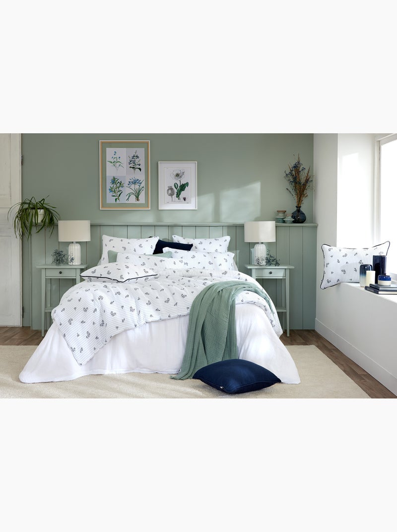 Bout de lit 90 x 200 cm en gaze de coton imprimée eleonore Blanc - Kiabi