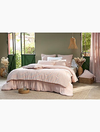 Bout de lit 90 x 200 cm en gaze de coton romie a rayure