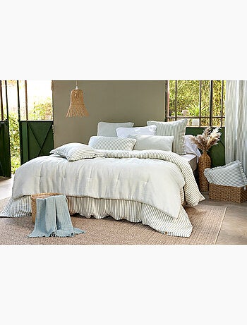Bout de lit 90 x 200 cm en gaze de coton romie a rayure