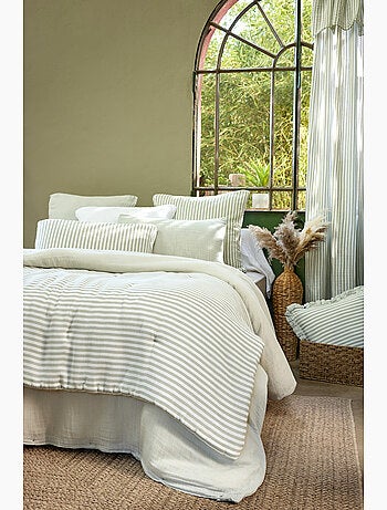 Bout de lit 90 x 200 cm en gaze de coton romie a rayure