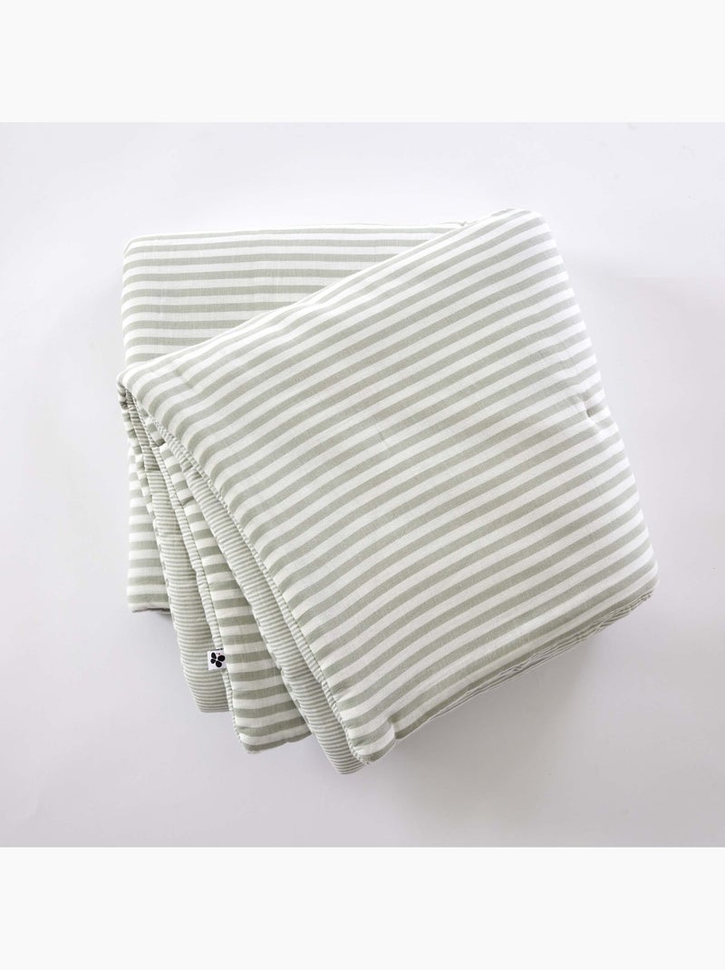 Bout de lit 90 x 200 cm en gaze de coton romie a rayure Vert - Kiabi