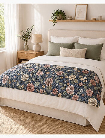 Bout de lit 90 x 220 cm Velours imprimé ROSALIE
