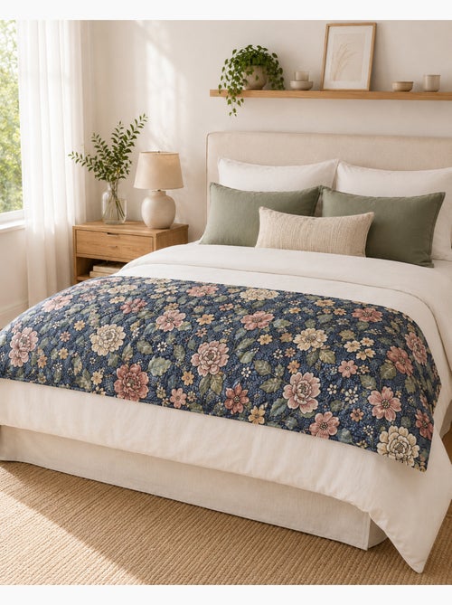Bout de lit 90 x 220 cm Velours imprimé ROSALIE - Kiabi Bout de lit 90 x 220 cm Velours imprimé ROSALIE - Kiabi