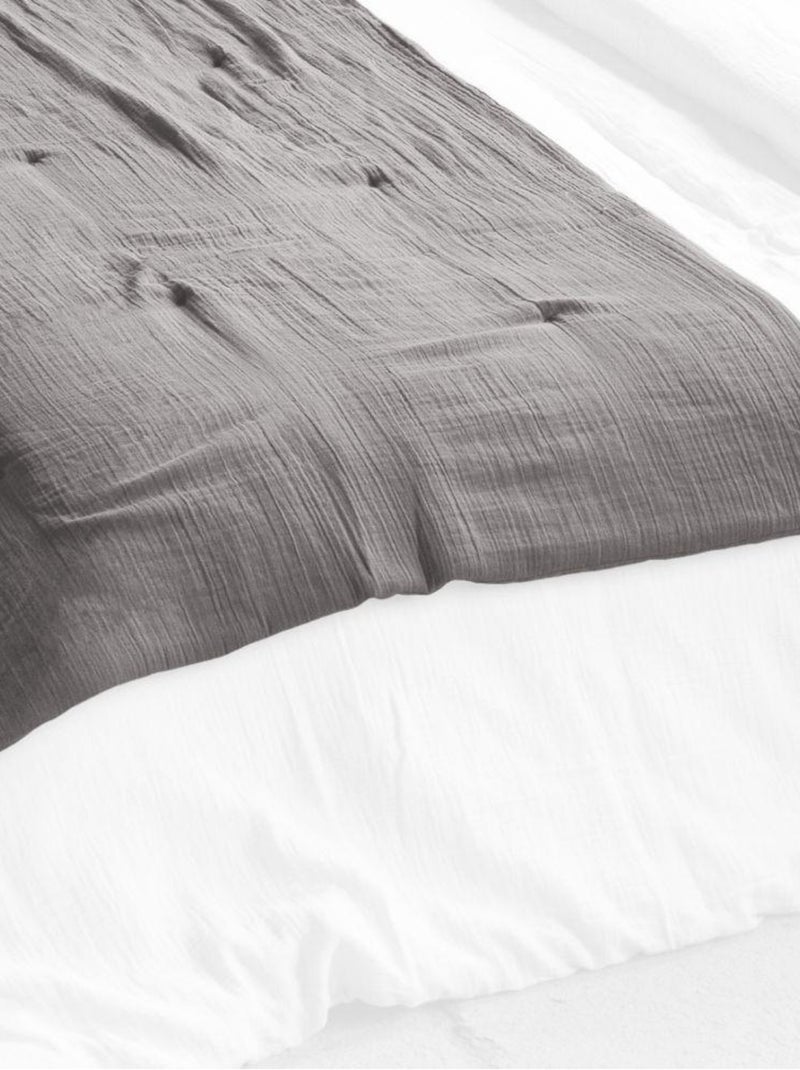 Bout de lit 90x200 en double Gaze de coton gris anthracite - Kiabi