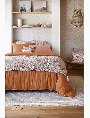 Bout de lit – Double Gaze de Coton Imprimée – Capucine Minuit