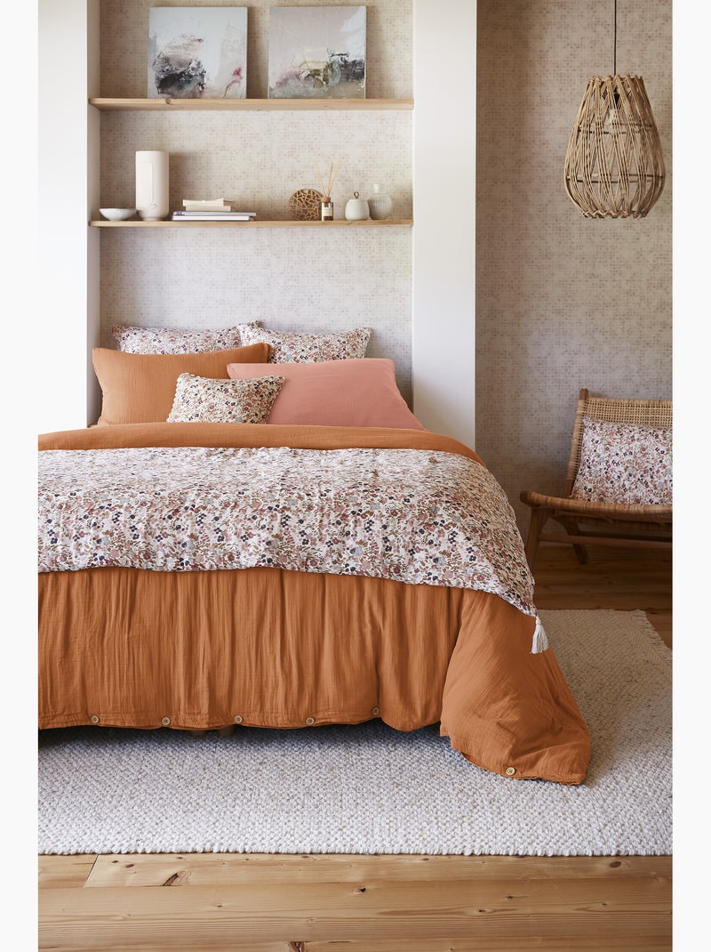 Bout de lit – Double Gaze de Coton Imprimée – Capucine Minuit Beige naturel - Kiabi