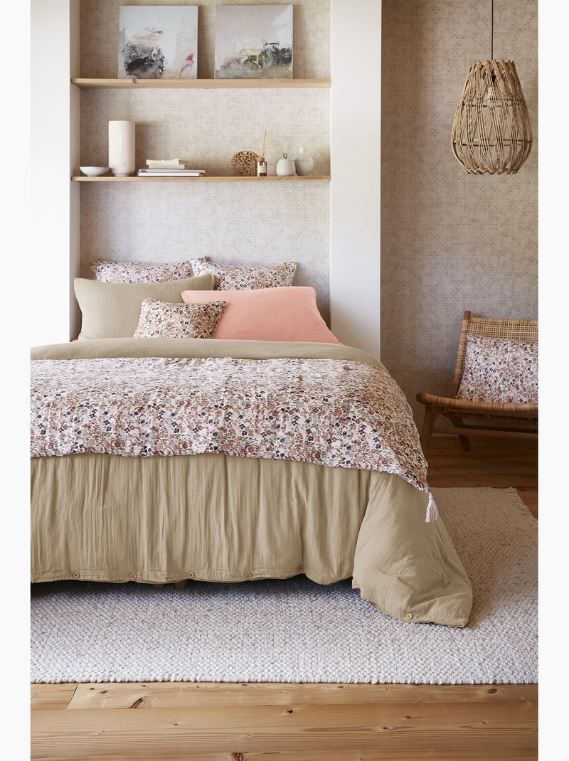 Bout de lit – Double Gaze de Coton Imprimée – Capucine Minuit Beige naturel - Kiabi